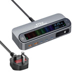 YMX-LCD470W 470W 3xType-C 및 2xUSB GaN 스마트 디지털 디스플레이 다기능 충전기, Type-C 수납 케이블 포함, AU 플러그, EU 플러그, UK 플러그, US 플러그