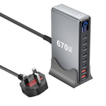 YMX-LCD670W 670W 6xType-C 및 2xUSB GaN 디지털 디스플레이 다기능 충전기, AU 플러그, EU 플러그, UK 플러그, US 플러그