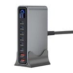 YMX-LCD670W 670W 6xType-C 및 2xUSB GaN 디지털 디스플레이 다기능 충전기, AU 플러그, EU 플러그, UK 플러그, US 플러그