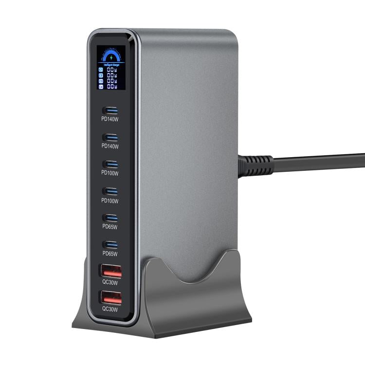 YMX-LCD670W 670W 6xType-C 및 2xUSB GaN 디지털 디스플레이 다기능 충전기, AU 플러그, EU 플러그, UK 플러그, US 플러그