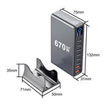 YMX-LCD670W 670W 6xType-C 및 2xUSB GaN 디지털 디스플레이 다기능 충전기, AU 플러그, EU 플러그, UK 플러그, US 플러그