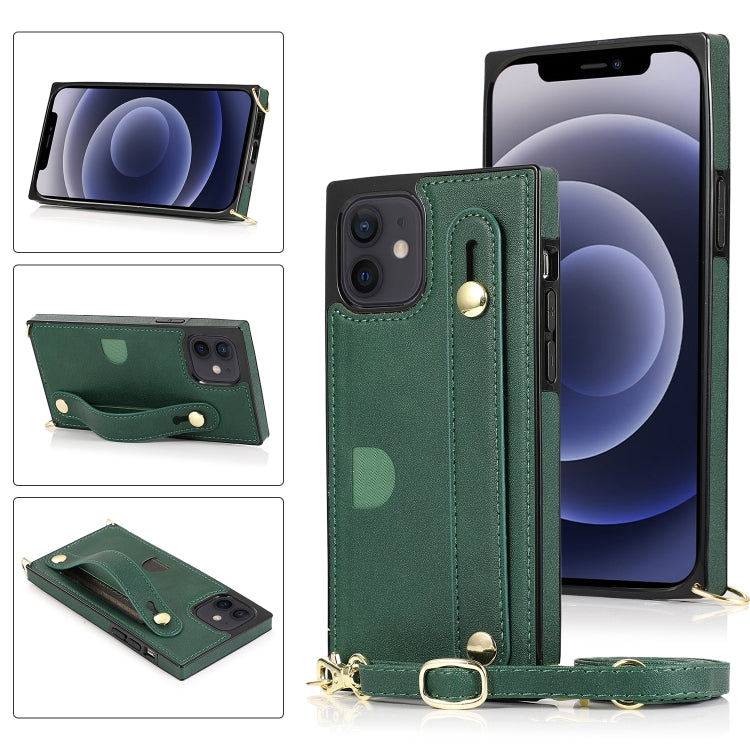 PU+TPU Shockproof Protective Case with Crossbody Lanyard & Holder & Card Slot & Wrist Strap, For iPhone 12 mini, For iPhone 12 / 12 Pro, For iPhone 12 Pro Max