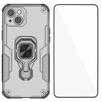 WANLONFENG Metal Kickstand Phone Case with Screen Protector, For iPhone 13