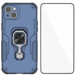 WANLONFENG Metal Kickstand Phone Case with Screen Protector, For iPhone 13