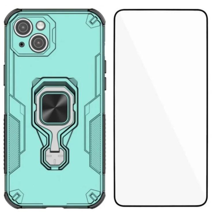 WANLONFENG Metal Kickstand Phone Case with Screen Protector, For iPhone 13