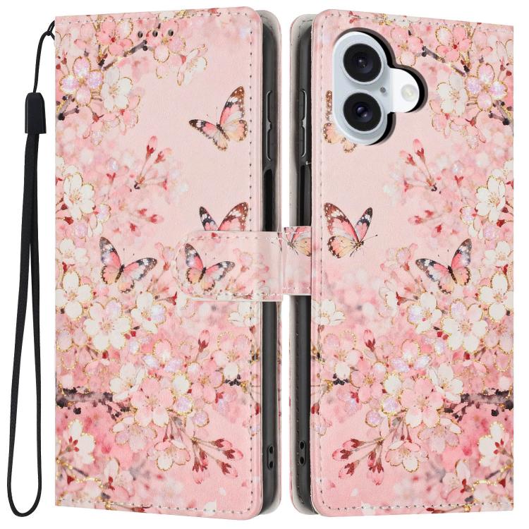 Colorful Painting Vegan Leather Phone Case with Lanyard, For iPhone 17, For iPhone Air, For iPhone 16e, For iPhone 16 Pro Max