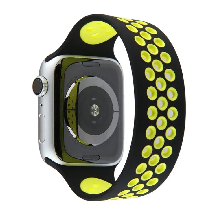 탄력 실리콘 시계줄, Apple Watch 시리즈 6 & SE & 5 & 4 40mm / 3 & 2 & 1 38mm용, 135mm (블랙 옐로우), 135mm (블랙 그레이), 150mm (레드 블랙)