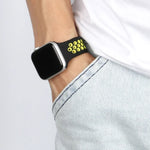 탄력 실리콘 시계줄, Apple Watch 시리즈 6 & SE & 5 & 4 40mm / 3 & 2 & 1 38mm용, 135mm (블랙 옐로우), 135mm (블랙 그레이), 150mm (레드 블랙)