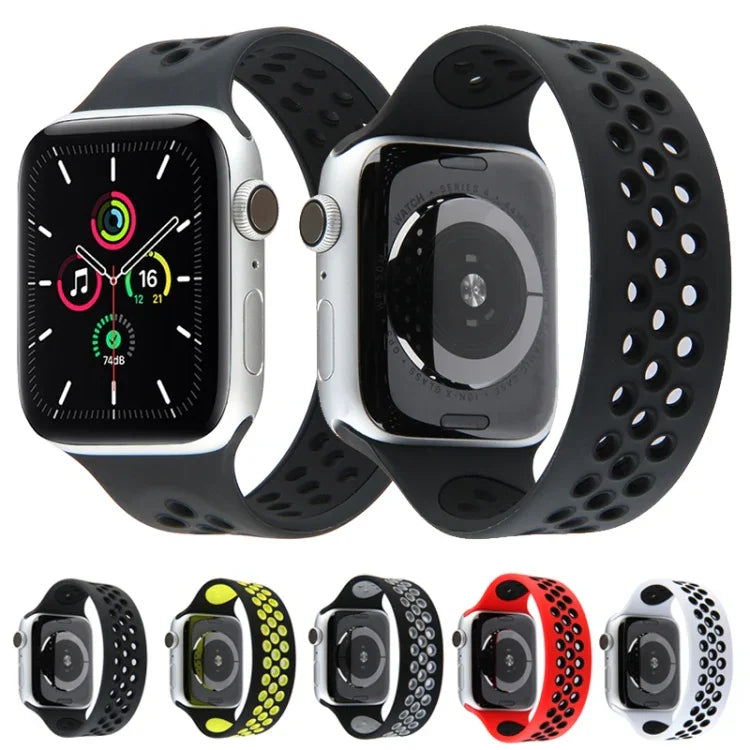 탄력 실리콘 시계줄, Apple Watch 시리즈 6 & SE & 5 & 4 40mm / 3 & 2 & 1 38mm용, 135mm (블랙 옐로우), 135mm (블랙 그레이), 150mm (레드 블랙)