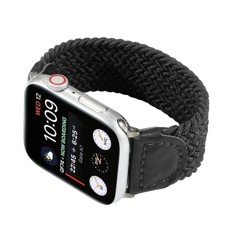 나일론 + 가죽 꼬임 시계줄, Apple Watch 시리즈 6 & SE & 5 & 4 40mm / 3 & 2 & 1 38mm용, S, M, L