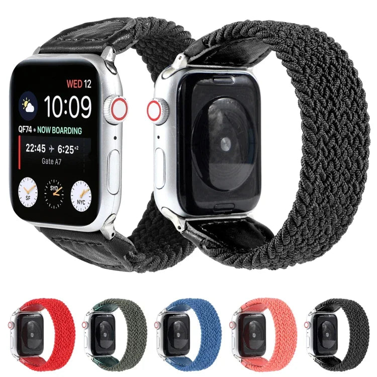 나일론 + 가죽 꼬임 시계줄, Apple Watch 시리즈 6 & SE & 5 & 4 40mm / 3 & 2 & 1 38mm용, S, M, L