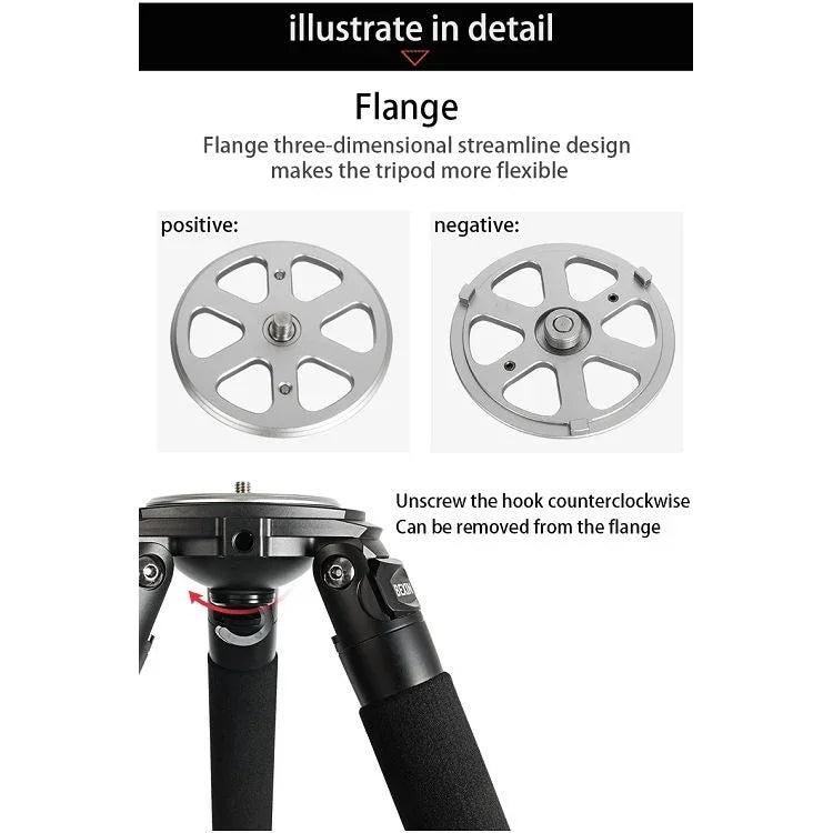 BEXIN ST424C 견고한 캠코더 사진용 카본 파이버 대형 삼각대, 최대 튜브 지름: 40mm, ST424C