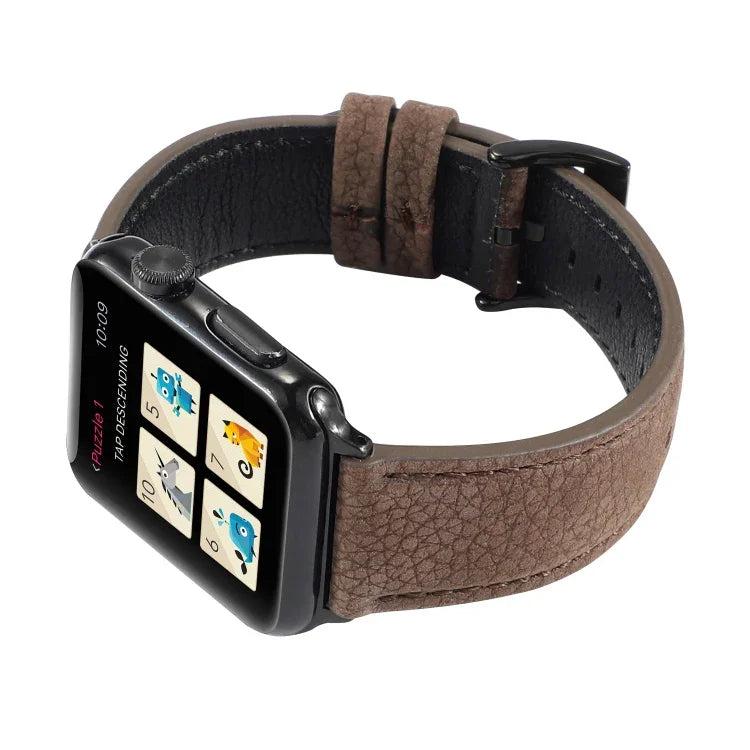 리치 텍스처 천연 가죽 시계줄, Apple Watch 시리즈 6 & SE & 5 & 4 40mm / 3 & 2 & 1 38mm용, Apple Watch 시리즈 7 41mm / 6 & SE & 5 & 4 40mm / 3 & 2 & 1 38mm용