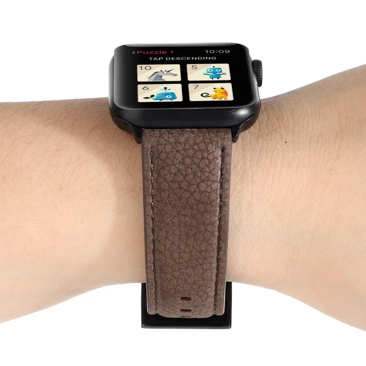 리치 텍스처 천연 가죽 시계줄, Apple Watch 시리즈 6 & SE & 5 & 4 44mm / 3 & 2 & 1 42mm용, Apple Watch 시리즈 7 45mm / 6 & SE & 5 & 4 44mm / 3 & 2 & 1 42mm용