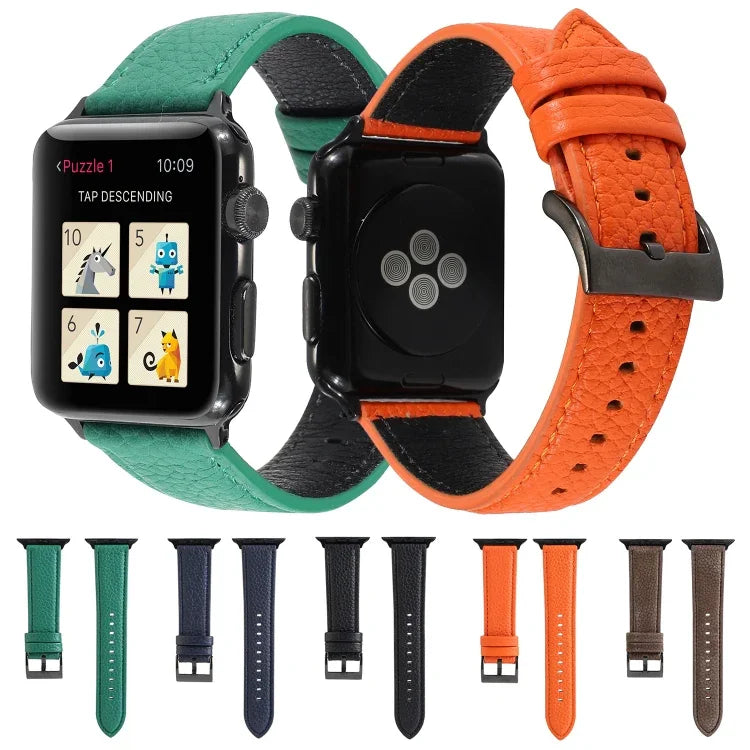 리치 텍스처 천연 가죽 시계줄, Apple Watch 시리즈 6 & SE & 5 & 4 44mm / 3 & 2 & 1 42mm용, Apple Watch 시리즈 7 45mm / 6 & SE & 5 & 4 44mm / 3 & 2 & 1 42mm용