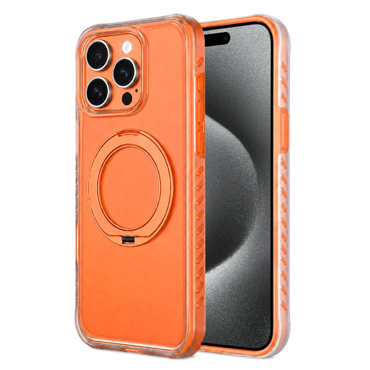 Matte Translucent 360 Rotation Magnetic Holder Phone Case, For iPhone 15 Pro, For iPhone 15