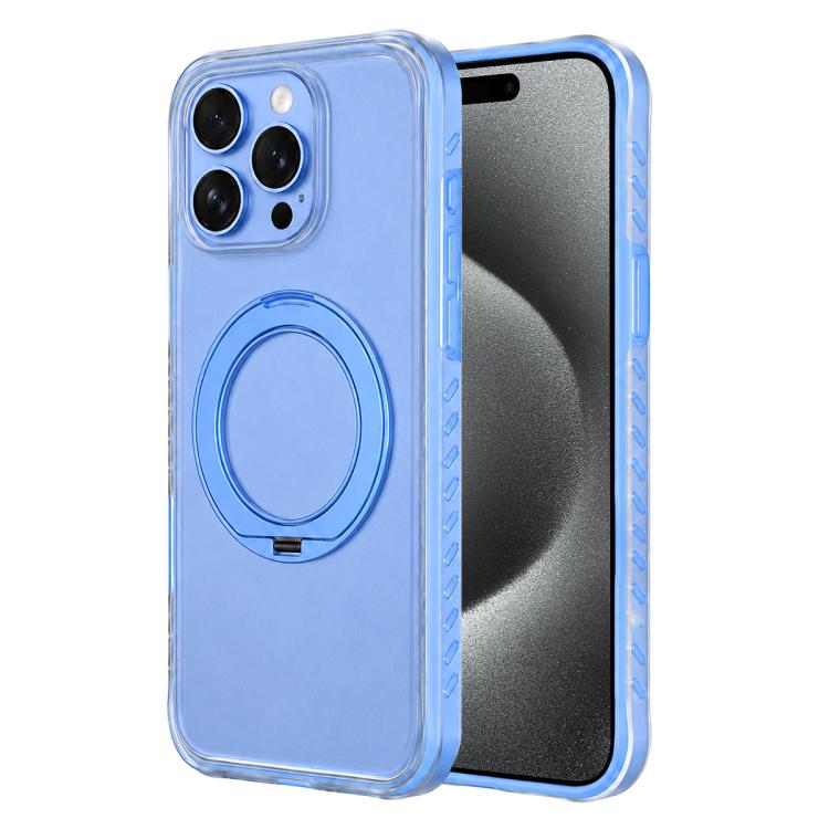 Matte Translucent 360 Rotation Magnetic Holder Phone Case, For iPhone 15 Pro, For iPhone 15
