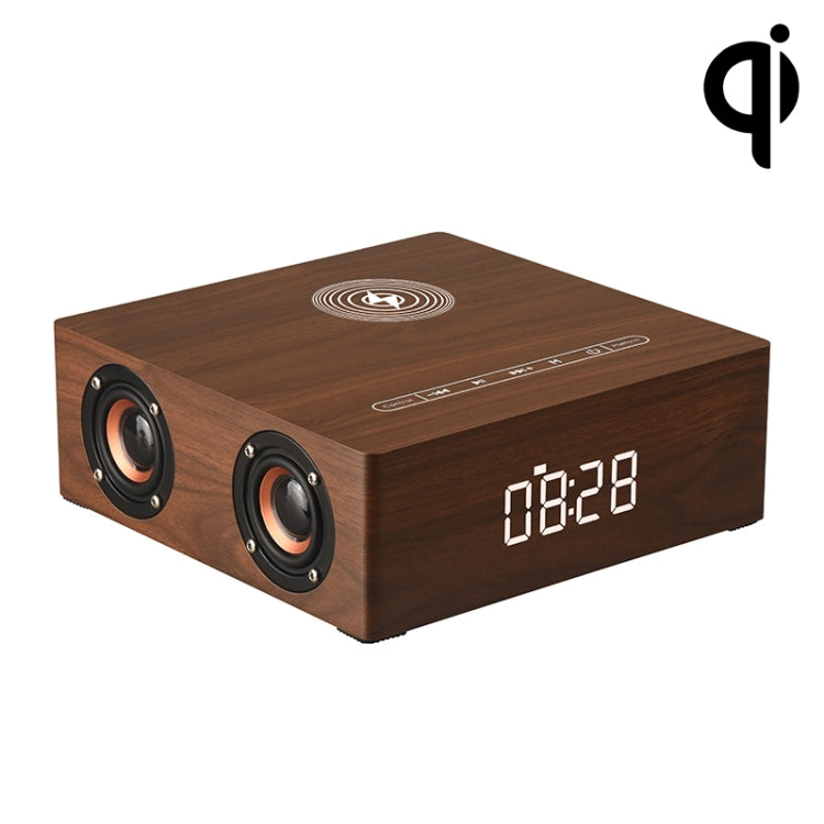 Q5A 다기능 원목 터치 시계 디스플레이 무선 충전 블루투스 스피커, TF 카드 & U 디스크 & 3.5mm AUX 지원, Q5A