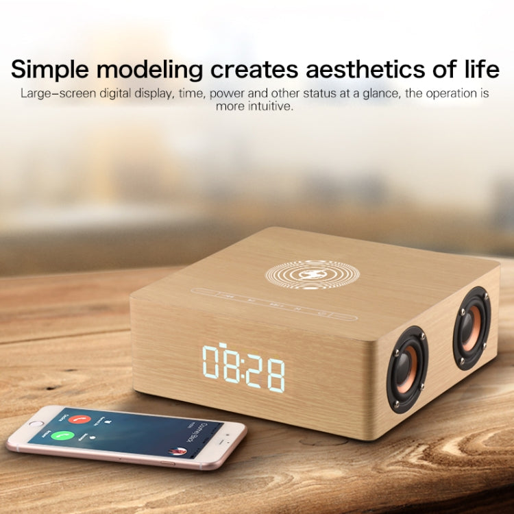 Q5A 다기능 원목 터치 시계 디스플레이 무선 충전 블루투스 스피커, TF 카드 & U 디스크 & 3.5mm AUX 지원, Q5A