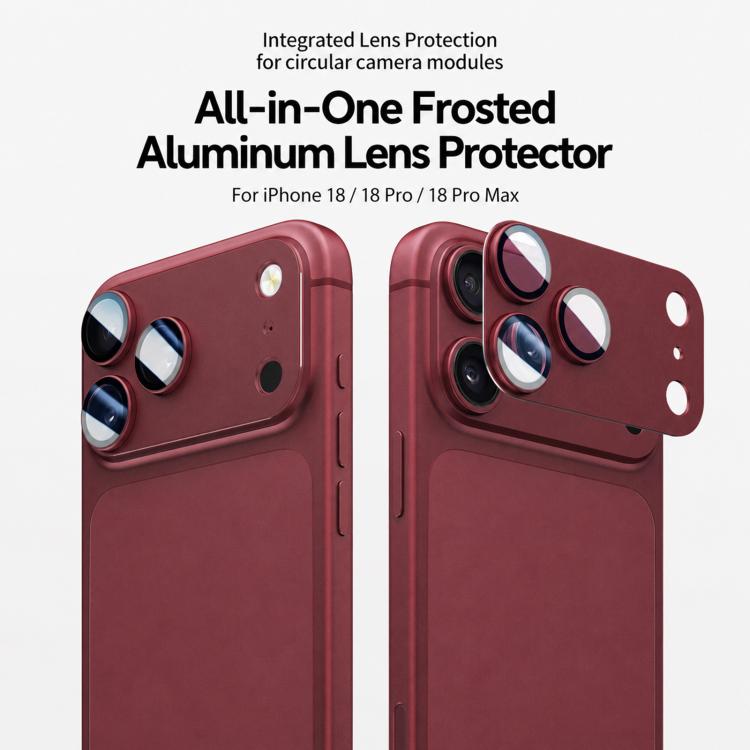 Armor Full-Coverage Frosted Metal Camera Lens Protector, For iPhone 18 Pro, For iPhone 18 Pro Max