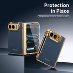 Electroplated PC Fold Shockproof Vegan Leather Phone Case, For iPhone Duo