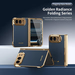 Electroplated PC Fold Shockproof Vegan Leather Phone Case, For iPhone Duo