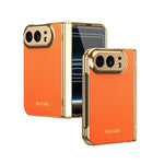 Electroplated PC Fold Shockproof Vegan Leather Phone Case, For iPhone Duo