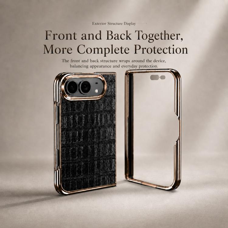 Electroplated Crocodile Texture Integrated Screen Protector Phone Case, For iPhone Duo