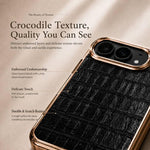 Electroplated Crocodile Texture Integrated Screen Protector Phone Case, For iPhone Duo