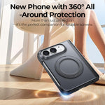 Intergrated Shell And Flim Translucent Spring Hinge 360 Ring Holder Phone Case, For iPhone Duo