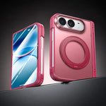 Intergrated Shell And Flim Translucent Spring Hinge 360 Ring Holder Phone Case, For iPhone Duo