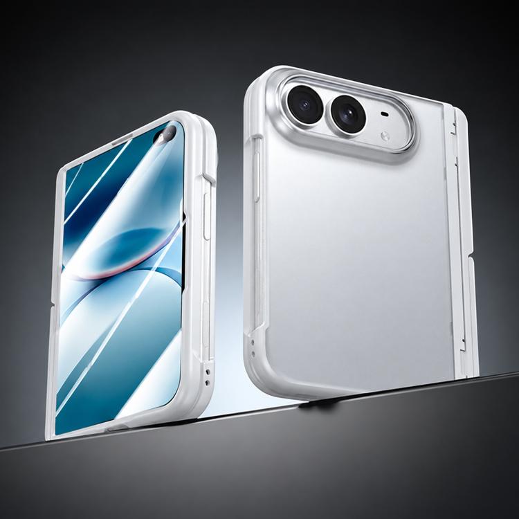 Integrated Shell And Flim Translucent Spring Hinge Holder Phone Case, For iPhone Duo