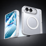 Intergrated Shell And Flim Translucent Spring Hinge Holder Magnetic Phone Case, For iPhone Duo