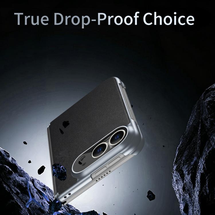 Frosted Leather Hinge Shockproof Phone Case, For iPhone Duo
