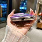 Gradient Side Buckle Hinge Rotating Holder Magnetic Phone Case with Beaded Strap, For iPhone Duo