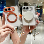 Side Buckle Hinge Rotating Holder Magnetic Phone Case with Bracelet, For iPhone Duo