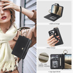Solid Color Wristband Ring RFID Leather Phone Case with Lanyard, For iPhone Duo