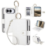 Solid Color Wristband Ring RFID Leather Phone Case with Lanyard, For iPhone Duo