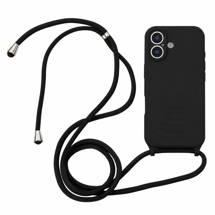 Wave Texture Soft Silicone Phone Case with Long Lanyard, For iPhone 17, For iPhone Air, For iPhone 16 Pro Max, For iPhone 16 Pro