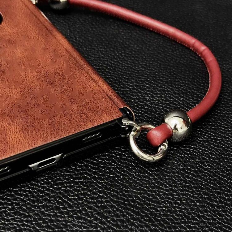 Side Clamp Hinge Crazy Horse Texture Leather Phone Case with Wrist Strap, For iPhone Duo