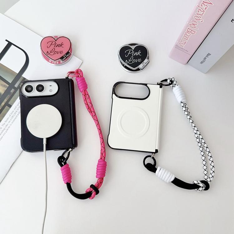 Side Clamp Central Axis Morandi Solid Color Leather Texture Magnetic Phone Case, For iPhone Duo