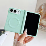 Side Clamp Dual Magnetic Axis Solid Color Leather Texture Phone Case with Lanyard, For iPhone Duo