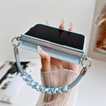 Side Clamp Dual Magnetic Axis Solid Color Leather Texture Phone Case with Lanyard, For iPhone Duo