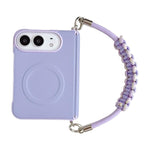 Side Clamp Dual Magnetic Axis Solid Color Leather Texture Phone Case with Lanyard, For iPhone Duo