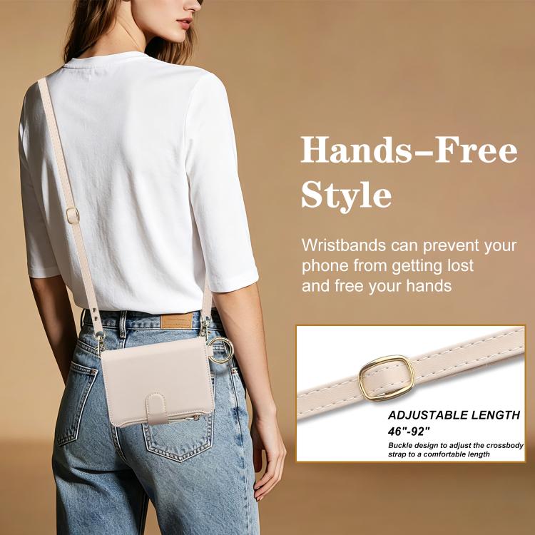 Crossbody Ring Multifunctional Wallet Fold Leather Phone Case, For iPhone Duo