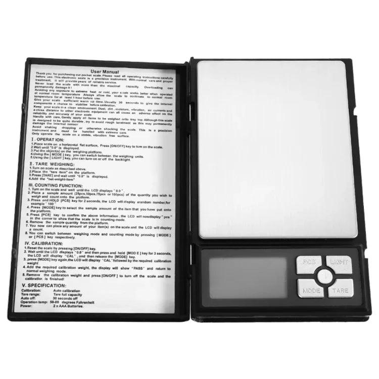 MH-1108 노트북 모양 고정밀 전자 다이아몬드 금 보석 저울 (0.01g~500g), 배터리 제외, MH-1108 500g