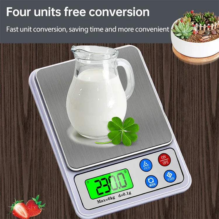 MH-555 6Kg x 0.1g 고정밀 디지털 전자 휴대용 주방 저울 밸런스 장치 2.2인치 LCD 화면 포함, 6000g/0.1g
