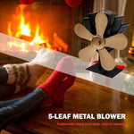 YL602 5-Blade High Temperature Metal Heat Powered Fireplace Stove Fan, YL602 (Black), YL602 (Bronze), YL602 (Grey), YL602 (Gold), YL602 (Rose Red), YL602 (Silver)