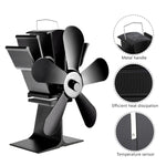YL602 5-Blade High Temperature Metal Heat Powered Fireplace Stove Fan, YL602 (Black), YL602 (Bronze), YL602 (Grey), YL602 (Gold), YL602 (Rose Red), YL602 (Silver)