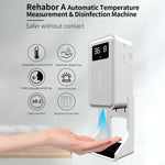 Rehabor A 핸즈프리 비접촉 체온 빛 감지 거리 센서 온도계 + 450ml 자동 비접촉 액체 비누 분사 디스펜서 베이스 마운트 포함, Rehabor A